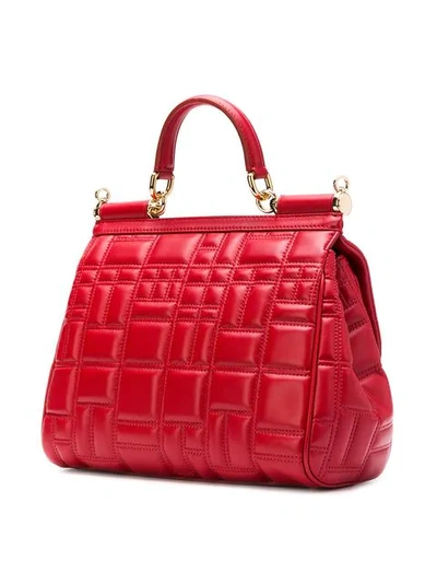 Shop Dolce & Gabbana Medium Sicily Quilted Handbag - Red