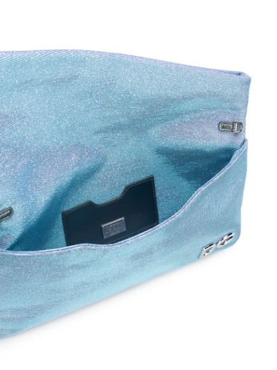 Shop Dolce & Gabbana Foldover Logo Clutch Bag - Blue
