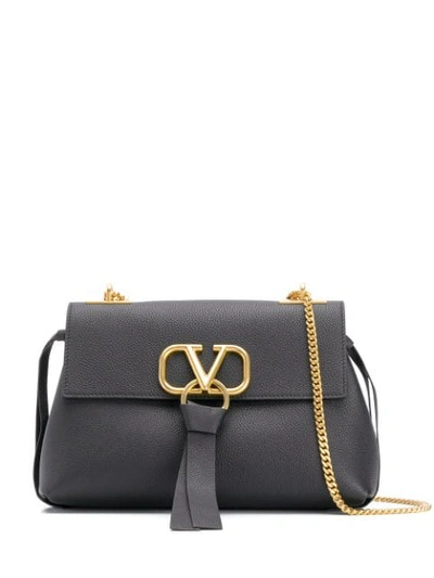 Shop Valentino Vring Shoulder Bag In Black