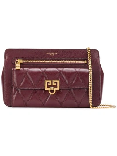 Shop Givenchy Embossed Chain Wallet - Purple