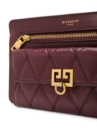 Shop Givenchy Embossed Chain Wallet - Purple