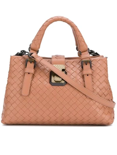 Shop Bottega Veneta Dahlia Leather Handbag In Neutrals