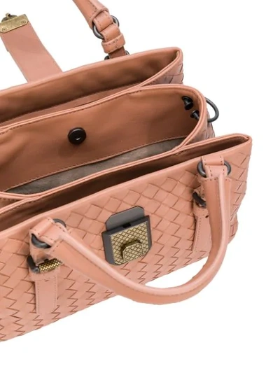 Shop Bottega Veneta Dahlia Leather Handbag In Neutrals