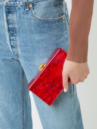 Shop Edie Parker Marbled-effect Clutch Bag In Red