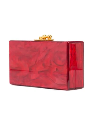 Shop Edie Parker Marbled-effect Clutch Bag In Red
