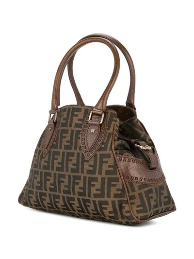 Pre-owned Fendi Du Jour Star Zucca Handbag In Brown