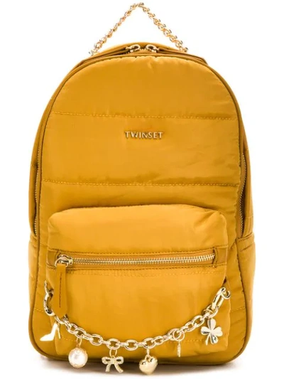 Shop Twinset Twin-set Charm Chain Detail Backpack - Yellow