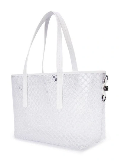 Shop Off-white Transparent Mesh Tote In White