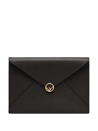 Shop Fendi Large Flat Clutch In Black