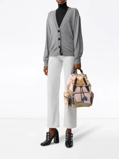 Shop Burberry The Medium Rucksack In Archive Scarf Print In Pink