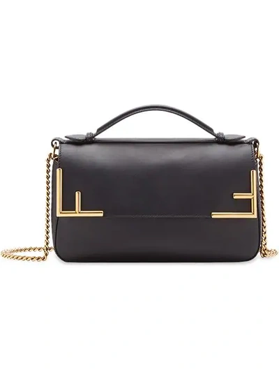 Shop Fendi Double F Shoulder Bag In Black