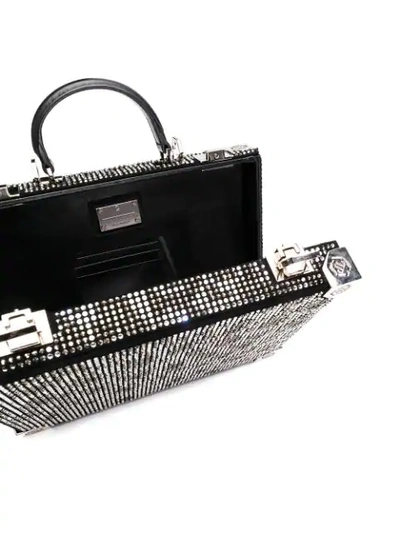 Shop Philipp Plein Maculate Crystal Embellished Box Bag In Black