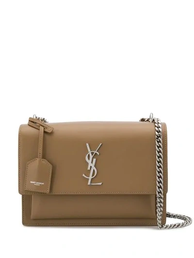 Shop Saint Laurent Medium Sunset Shoulder Bag In Neutrals