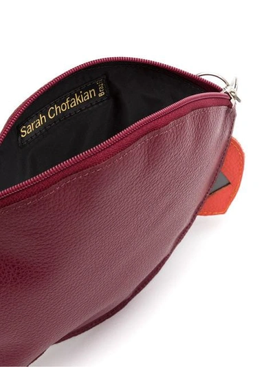 Shop Sarah Chofakian Leather Coruja Clutch In Red
