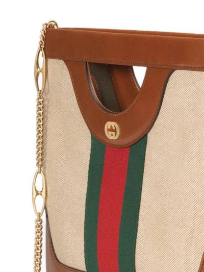 Shop Gucci Large Vintage Canvas Shoulder Bag In Brown