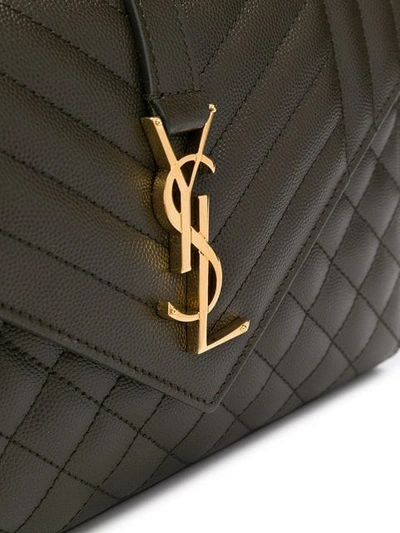 Shop Saint Laurent Quilted Monogram Shoulder Bag - Green