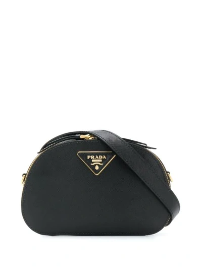 Shop Prada Odette Saffiano Leather Bag In Black