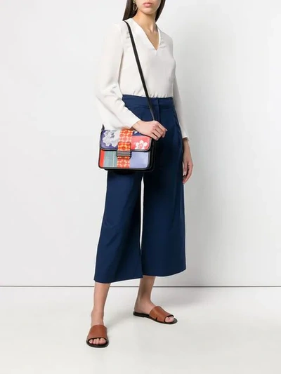 Shop Etro Embroidered Patchwork Shoulder Bag In Blue