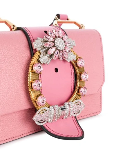 Shop Miu Miu Crystal-embellished Shoulder Bag In Pink