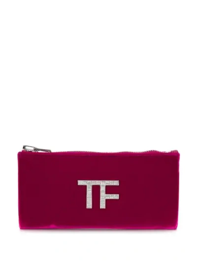 Shop Tom Ford Velvet Clutch Bag In U3004 Crimson Pink