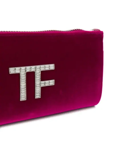 Shop Tom Ford Velvet Clutch Bag In U3004 Crimson Pink