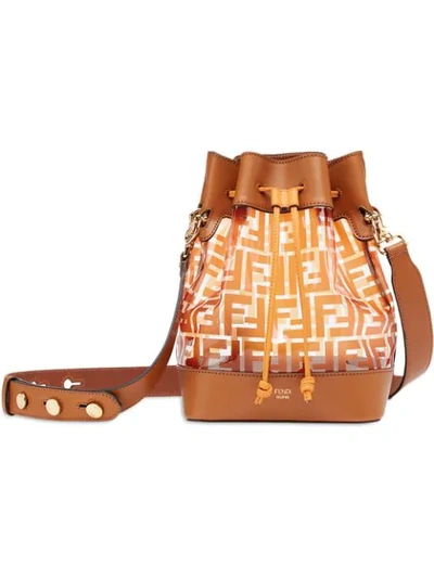 Shop Fendi Mon Tresor Bucket Bag In Brown