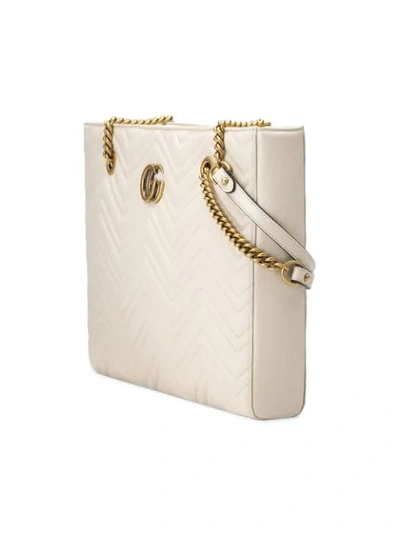 Shop Gucci Gg Marmont Medium Tote Bag In 9022 White