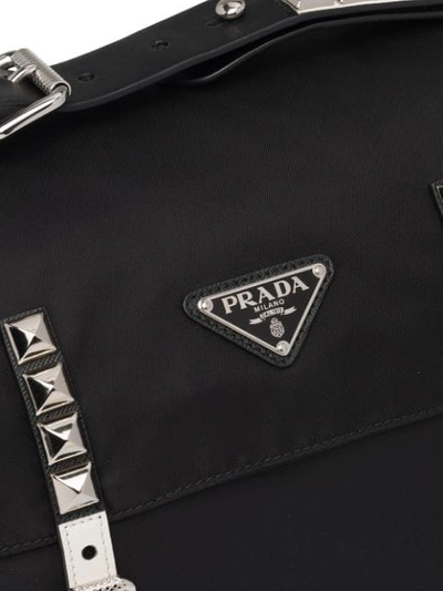 Shop Prada Studded Strap Shoulder Bag In Black