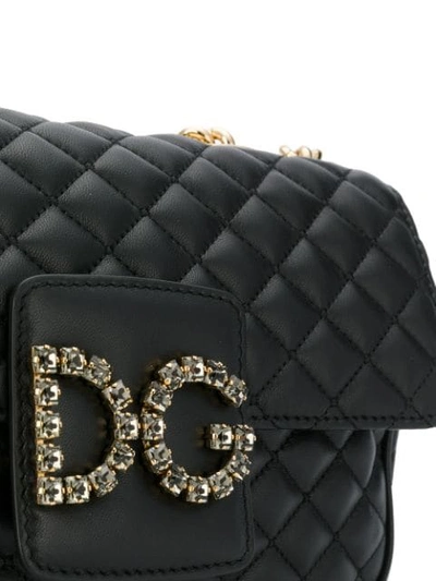 Shop Dolce & Gabbana Quilted Logo Shoulder Bag In Black