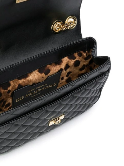 Shop Dolce & Gabbana Quilted Logo Shoulder Bag In Black