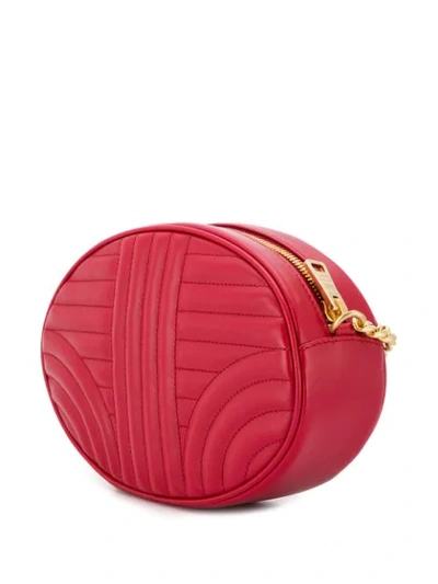 Shop Prada Quilted Logo Cross Body Bag In Red