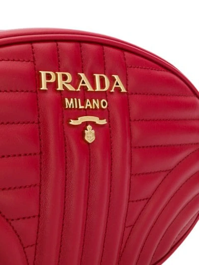 Shop Prada Quilted Logo Cross Body Bag In Red