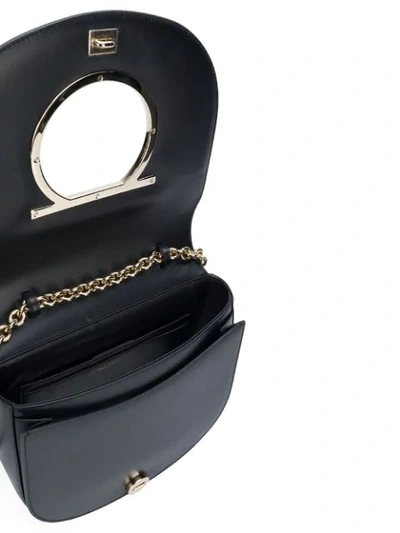 Shop Ferragamo Gancini Flap Shoulder Bag In Black