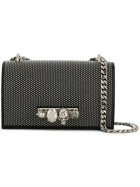 Studded Leather Crossbody Knuckle Bag 