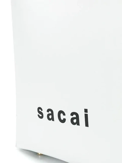 Shop Sacai Logo Print Shopper Bag In White
