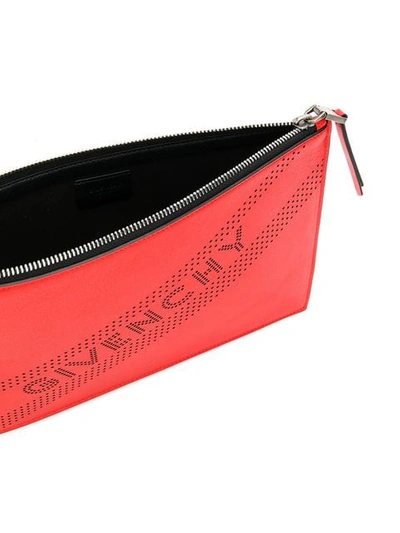 Shop Givenchy Perforated Logo Clutch In Red
