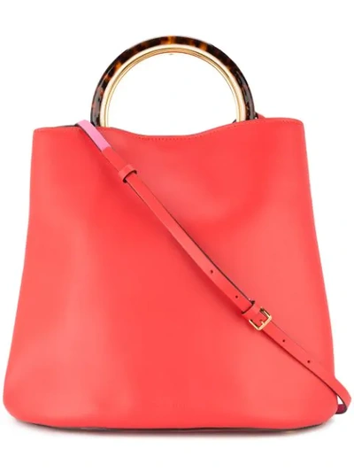 Shop Marni Round Handle Tote In Red