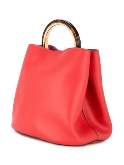 Shop Marni Round Handle Tote In Red