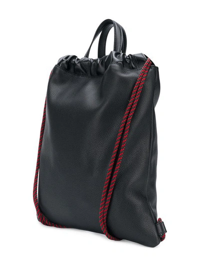 Shop Gucci Logo Drawstring Backpack In Black
