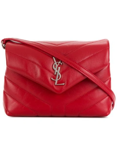 Shop Saint Laurent Monogram Loulou Shoulder Bag In Red