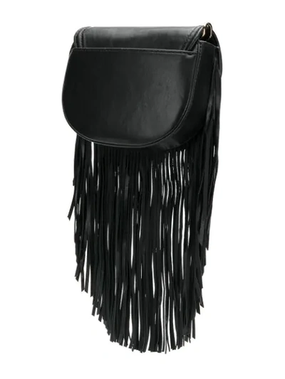 Shop Michael Michael Kors Fringed Logo Crossbody Bag In Black