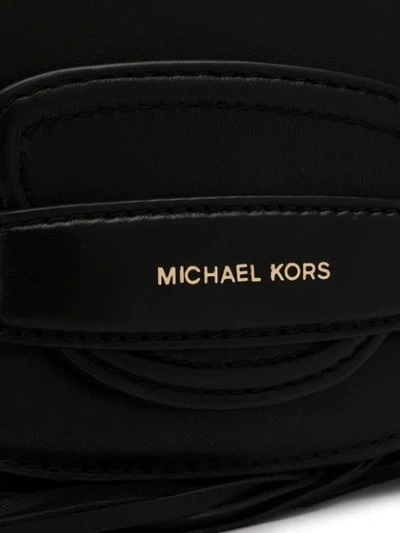 Shop Michael Michael Kors Fringed Logo Crossbody Bag In Black