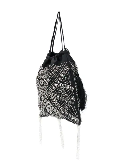 Shop Attico Sequinned Drawstring Bag In Black