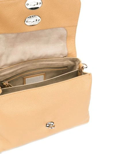 Shop Zanellato Flat Stud Detail Handbag In Neutrals