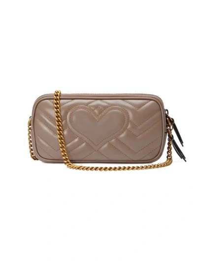 Shop Gucci Gg Marmont Mini Chain Bag In Neutrals