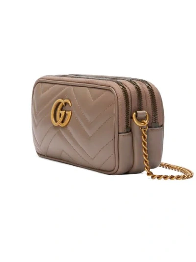 Shop Gucci Gg Marmont Mini Chain Bag In Neutrals