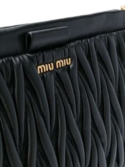 Shop Miu Miu Matelassé Logo-plaque Clutch In Black