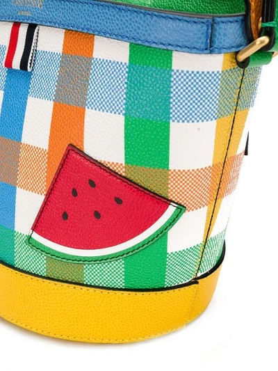 Shop Thom Browne Watermelon Appliqué Sand Bucket Bag In White