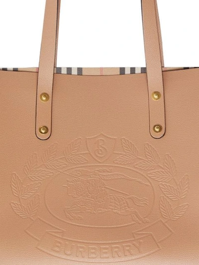Burberry Small Embossed Crest Leather Tote - Beige In Marron/beige |  ModeSens