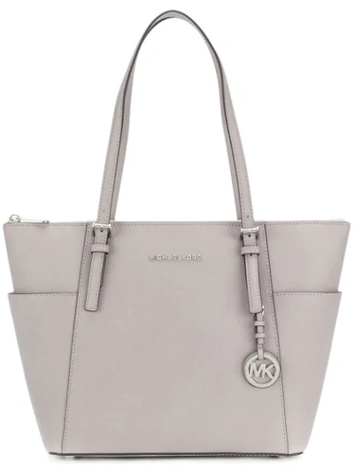 Shop Michael Kors Top Zip Tote Bag In Grey